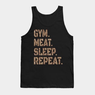 GYM MEAT SLEEP REPEAT CARNIVORE ATHLETIC STENCIL DESERT CAMO SPORT STYLE Tank Top